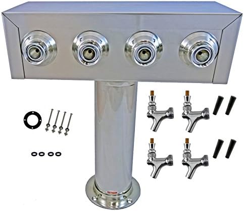 Bev Rite CTT4-186, Stainless Steel 4 Product Draft Beer Kegerator T Tower, Body 4 Faucets