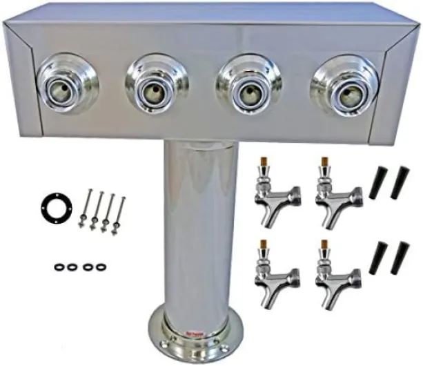 Bev Rite CTT4-186, Stainless Steel 4 Product Draft Beer Kegerator T Tower, Body 4 Faucets