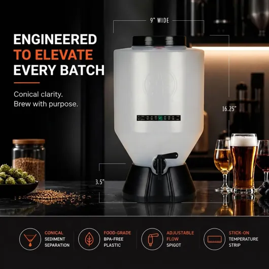 Craft Beer Brewing Kit with Bottles - Conical Fermenter Eliminates Sediment and Makes Great Tasting Home Made Beer
