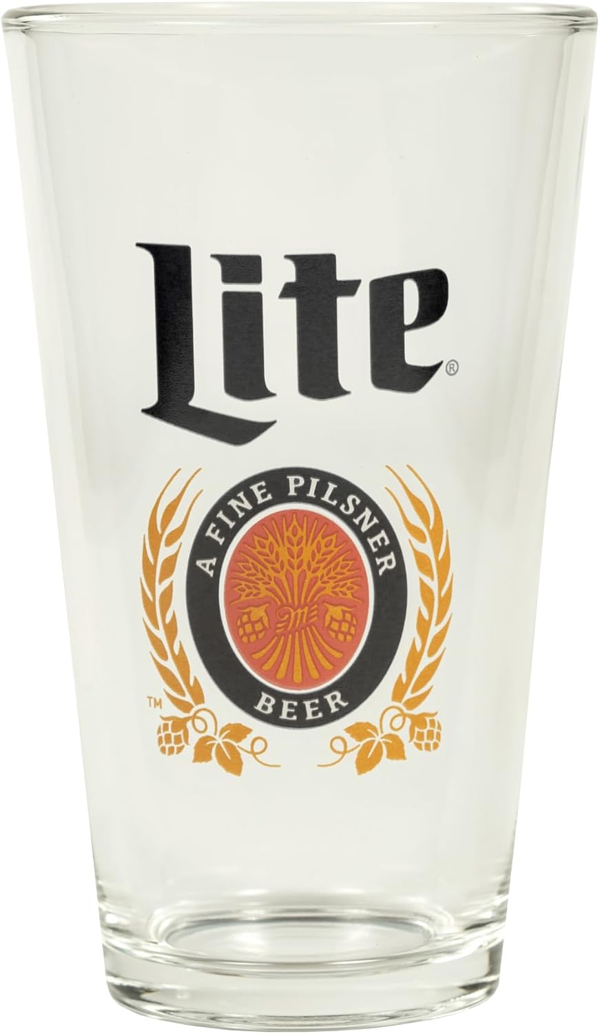LORD'S ROCKS Miller Lite Beer Glasses 16oz Pint Glass - Set of 4 Authentically Licensed Compatible