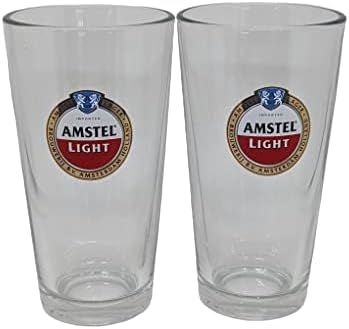 Amstel Light 24 K Gold Rimmed Pint Glass - Set of 2 Glasses