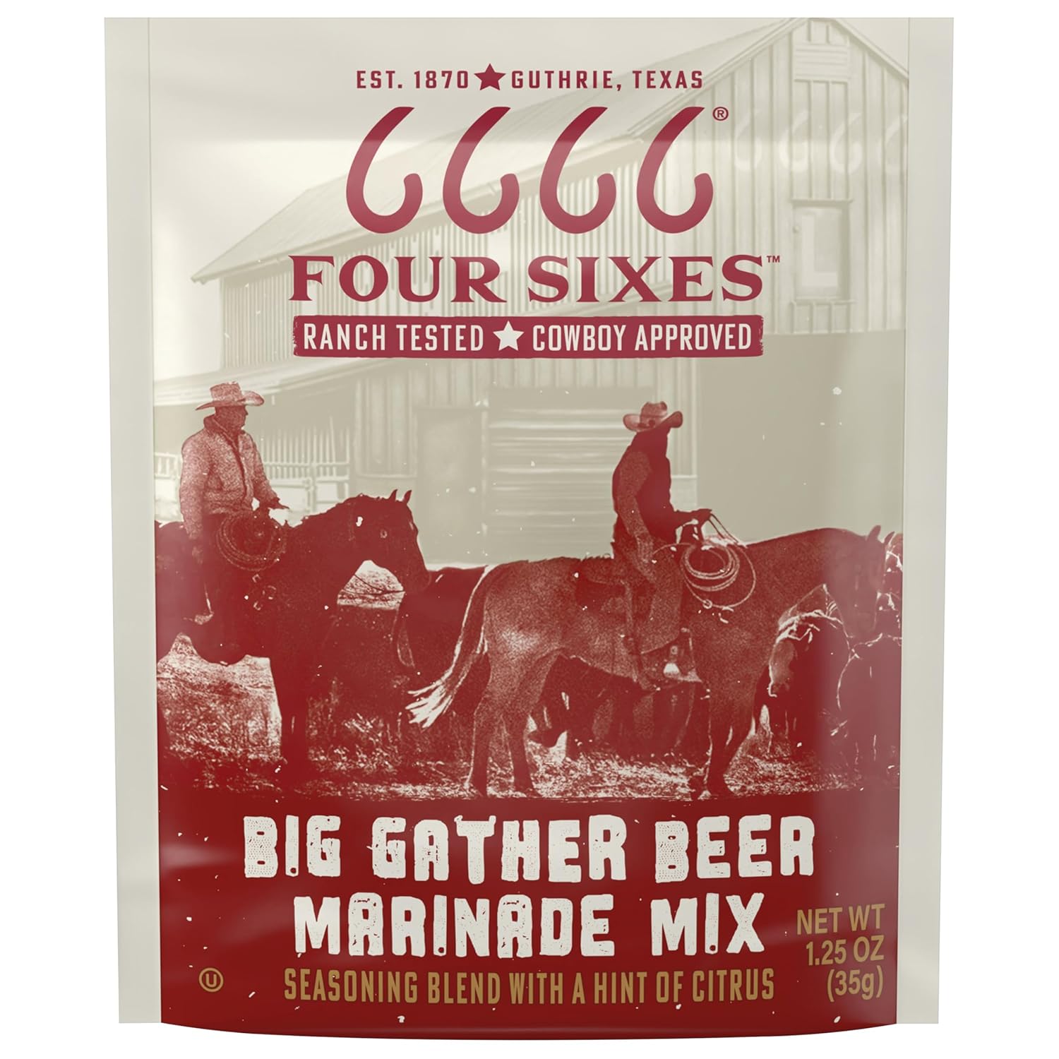 6666 Four Sixes Big Gather Beer Marinade Mix, 1.25 Ounce