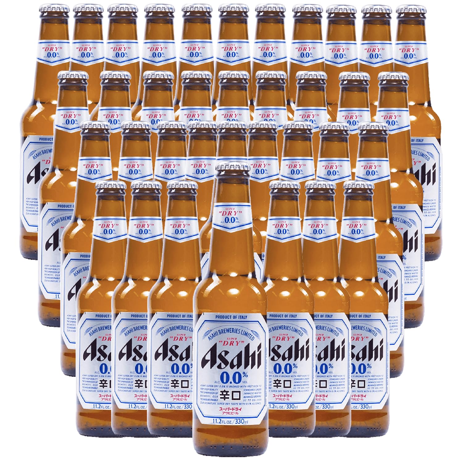Asahi 36 Pack Super Dry 0.0% Alcohol Free Lager - 12oz Bottles - Zero Alcohol Beer - Made in Japan