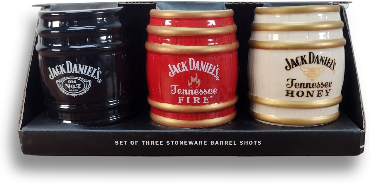 Jack Daniel's Stoneware Barrel Shot Glasses Set of 3 - Jack Daniel's Gift Set