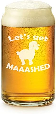 16 oz Beer Can Glass Let's Get Maaashed Sheep Funny