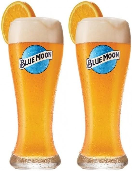 Blue Moon Signature 16 Ounce Wheat Beer Glasses, Pilsner Style, Set of 2