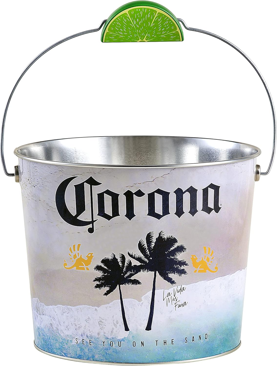 Corona Beverage Bucket with Wire Handle and Lime Grip, Beach Scene (423317-12)