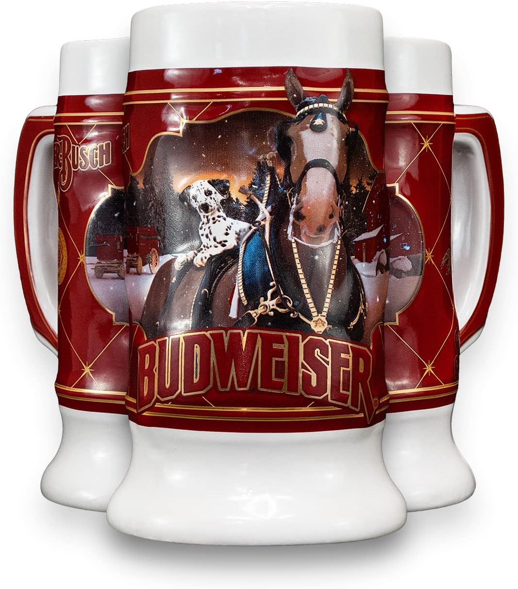 2022 Budweiser Limited Edition Collectors SERIES #43 Clydesdale Holiday Stein - Ceramic Beer Mug - Christmas Gift for Men, Father, Husband - Collectable Room Decor for Den, Man Cave, Home Bar