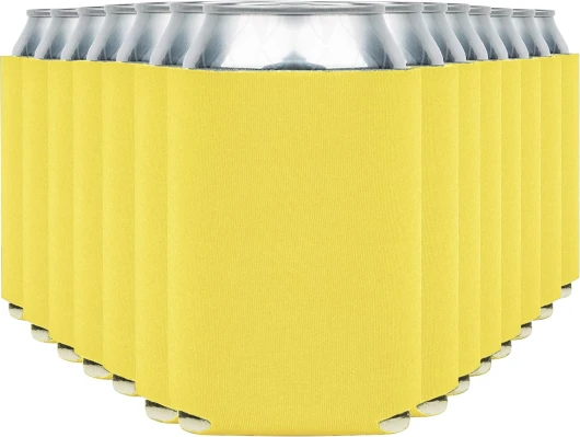 Blank Beer Can Coolers Sleeves (14-Pack) Soft Insulated Beer Can Cooler Sleeves - HTV Friendly Plain Can Sleeves for Soda, Beer Cans & Bottles - Blanks for Vinyl Projects & Wedding Favors (Yellow) Yellow 14 Pack