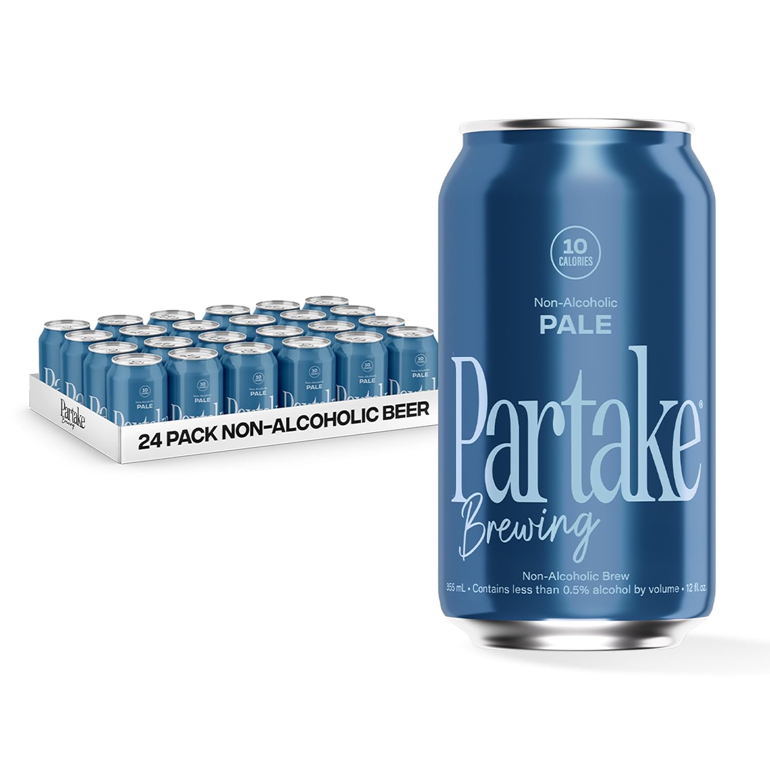Brewing Craft Non Alcoholic Beer, Pale Ale 24 Pack x 12 Fl Oz Cans - Low-Calorie, Low-Carb, No Sugar, All-Natural Ingredients - Award-Winning Taste, Non Alcoholic Beer Without the Empty Calories