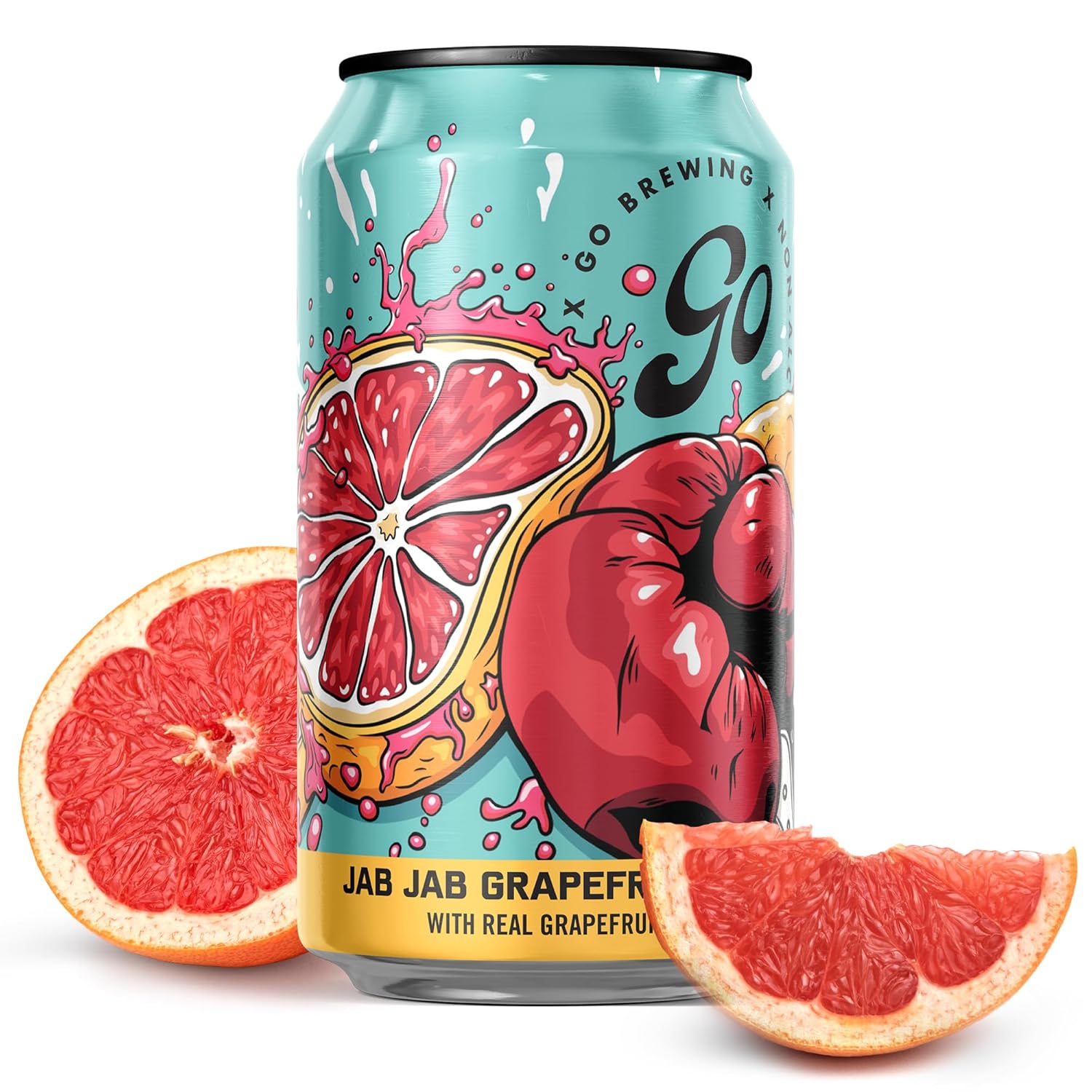 Jab Jab Grapefruit IPA - Non-Alcoholic Craft Beer - Full-Bodied, Low-Calorie Brew - Tart, Hoppy, Grapefruit Flavor Profile - Classic Ingredients - Ideal for Any Occasion (12 Oz, 12 Cans) Jab Jab Grapefruit 12 Fl Oz (Pack of 12)