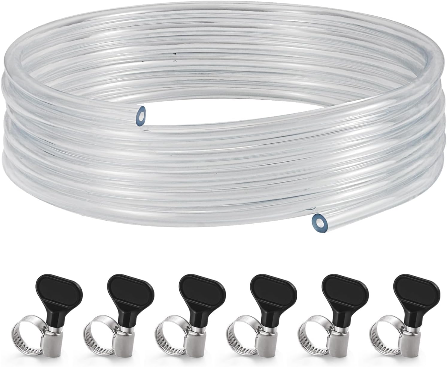 15ft 3/16" ID 7/16" OD Vinyl Kegerator Tubing Kit with Hose Clamps, Food Grade Hose, D Coupler, Beer Tower 15ft-Clear Beer Line