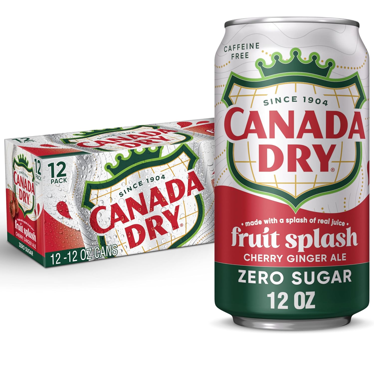 Zero Sugar Cherry Gingerale Fruit Splash 12oz, Pack of 12 Dry Cherry Gingerale Fruit Splash Zero Sugar 12 Fl Oz (Pack of 12)