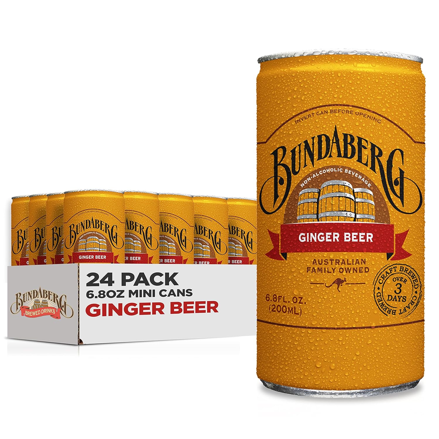 Ginger Beer, 6.8 fl oz Cans, (24 Pack) Ginger Beer 6.8 Fl Oz (Pack of 24)