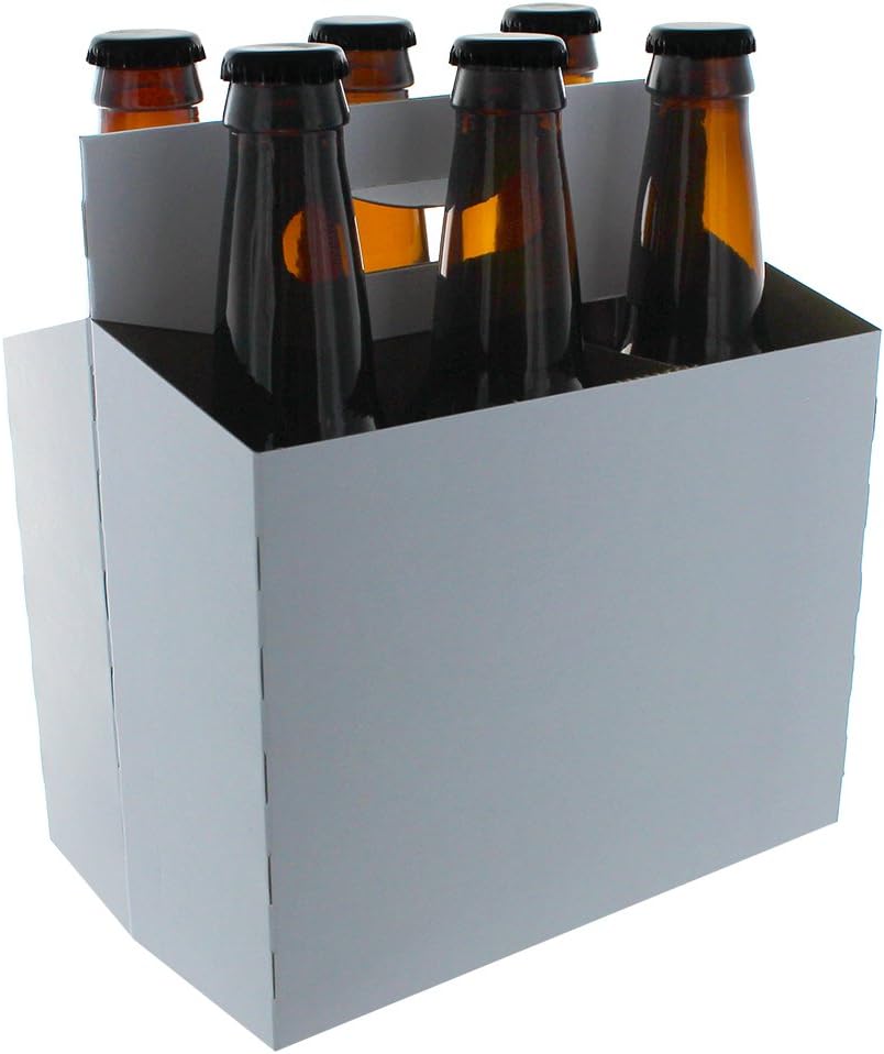 6 Pack Cardboard Beer Bottle Carrier For 12 Ounce Bottles White (10 Count)