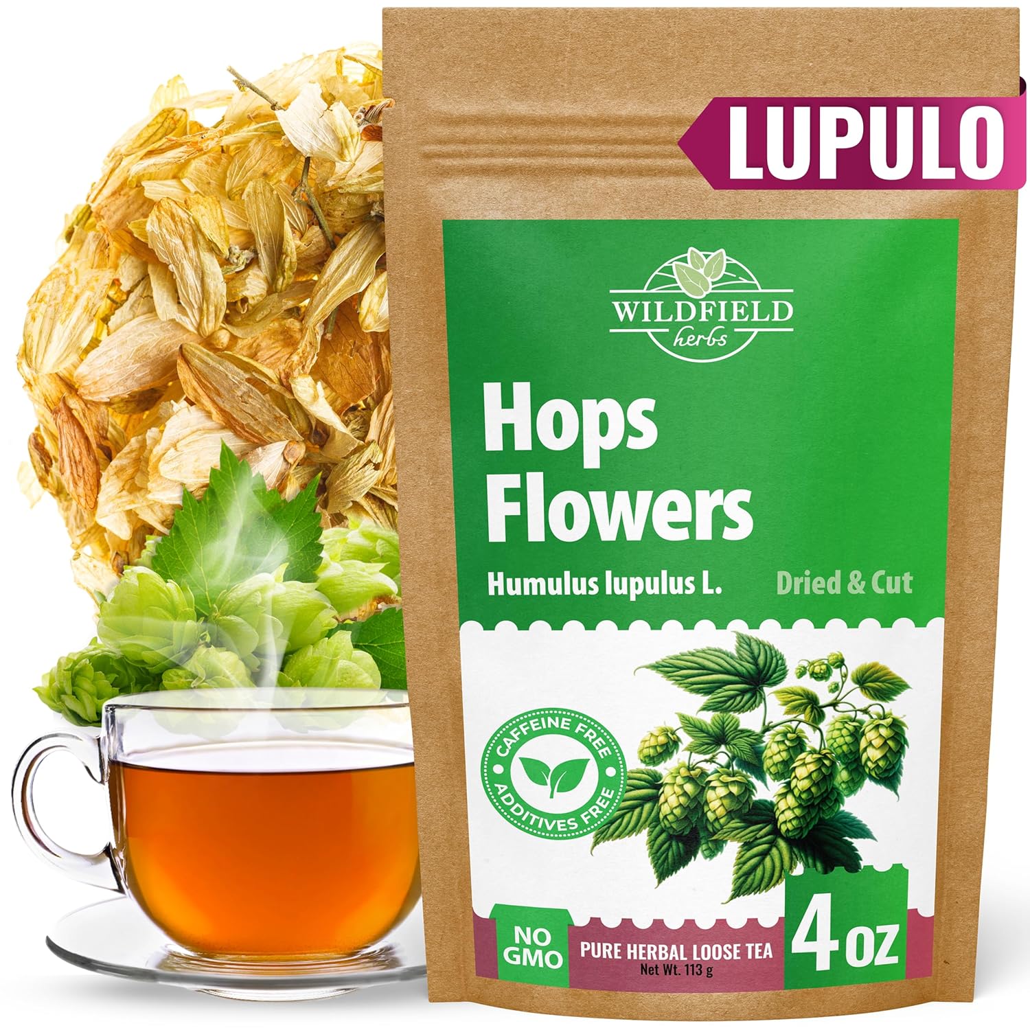 4 oz - Hops Herb Dried Tea Hops Flowers Herbal (Humulus Lupulus L.) - 113 Gramm Herb Tea Lupulo Entero Hops Flowers 4 Ounce