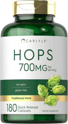 Hops Supplement 700mg - 180 Capsules - Non-GMO & Gluten Free - Traditional Herb