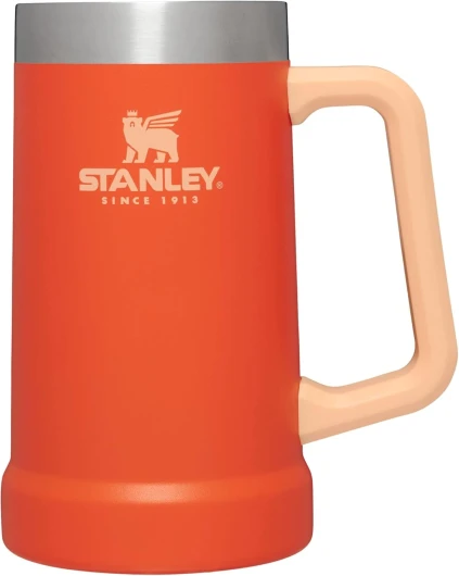 Stay-Chill Beer Stein 24 oz - Heavy Duty Big Grip Handle - Beer Tumbler Drink Cup, Holds 2 Cans - Insulated Stainless Steel Party Mug - BPA-Free - Tigerlily 24oz Tigerlily