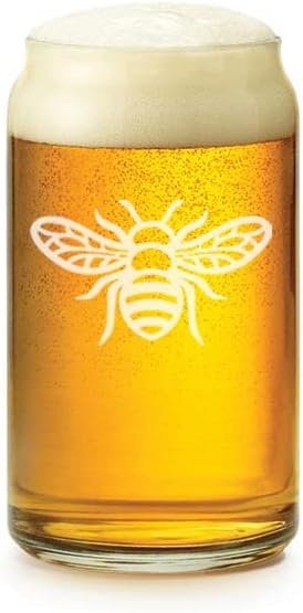 16 oz Beer Can Glass Honey Bee