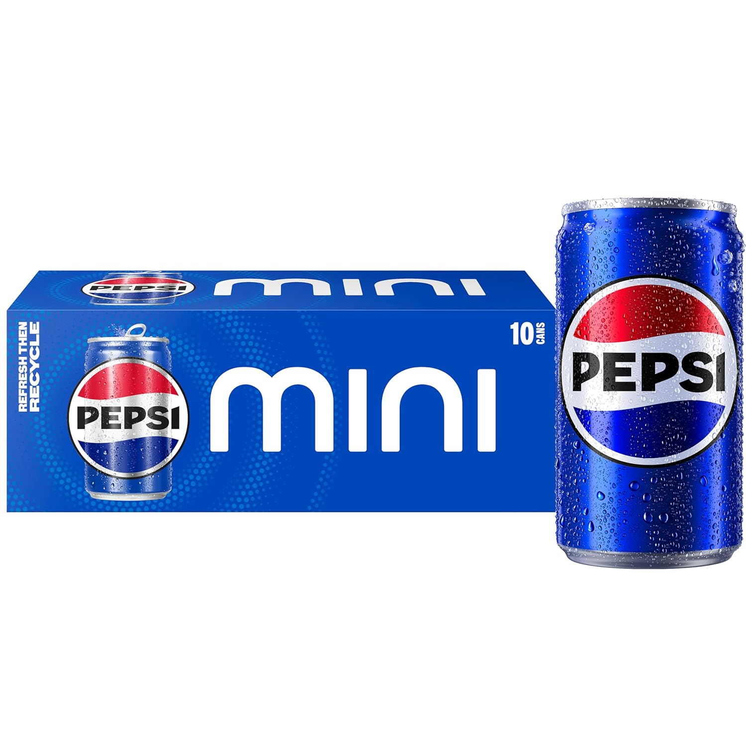 Soda, 7.5 Ounce Mini Cans, (10 Pack) (Packaging May Vary) Pepsi Mini Can 7.5 Fl Oz (Pack of 10)