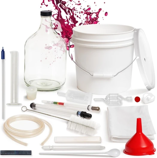 Wine Making Kit & Mead Making Kit - Complete Home Brewing Kit for Beginners & Experts - Includes Glass Carboy, Fermenter, Hydrometer, Siphon, Airlock & More - DIY Wine Brewing Equipment
