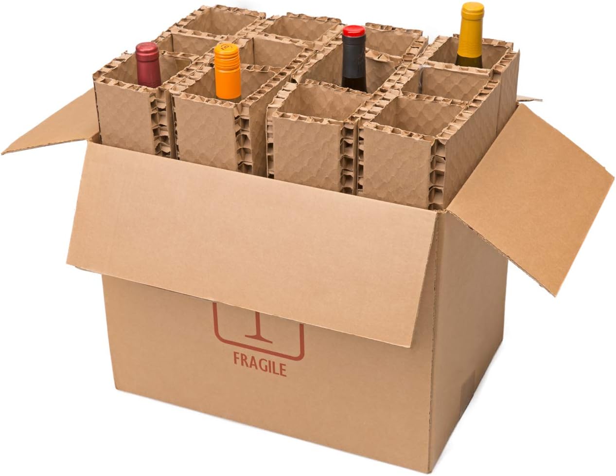 U-Haul Corrugated 12 Bottle Wine Shipping, Moving, & Packing Kit - Includes a 17-7/8” x 12-1/8” x 14-1/2” Box & Corrugated Protection Inserts 12 Bottle Kit