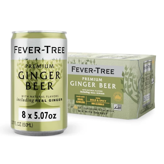 Fever-Tree Ginger Beer - Premium Quality Mixer - Refreshing Beverage for Cocktails & Mocktails - Naturally Sourced Ingredients, No Artificial Sweeteners or Colors - 5.1 Fl Oz Cans - Pack of 8 Ginger Beer 5.07 fl oz (Pack of 8)