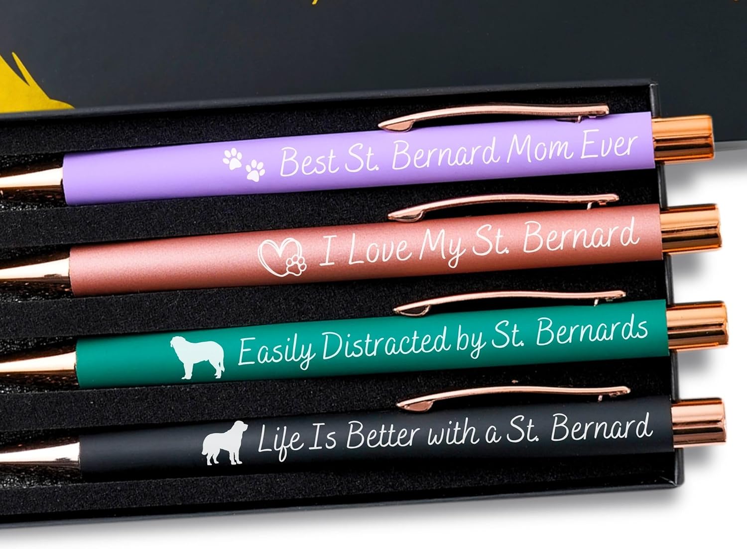 St Bernard Dog Gifts for Women, Ballpoint Pen Set of 4