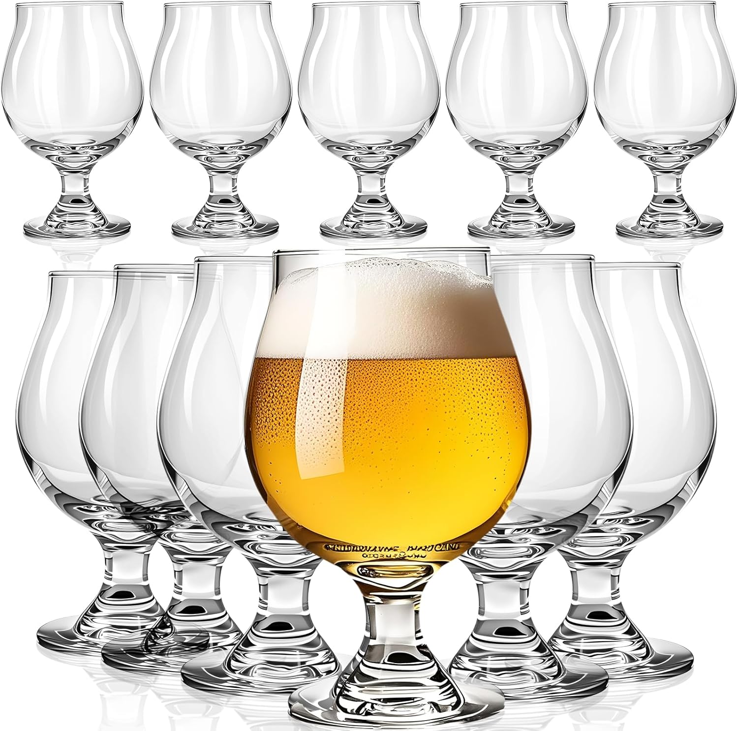 12 Pcs 16 oz Classic Craft Goblet Beer Glasses Belgian Style Tulip Beer Glasses Cup Drinking Set for Bachelor Party, Hosting Party, Glassware, IPA Ale Pilsner Belgian
