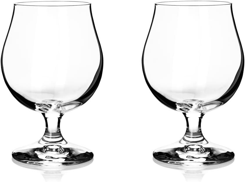 Belgian Beer Glasses - for Strong/Dark Ales and Belgian IPAs Drinking - 16 Ounces - Set of 2