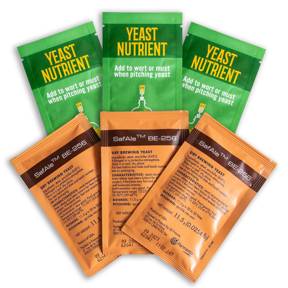 Safale BE-256 Yeast - Fermentis - Belgian Ale Dry Yeast - For Belgian & Strong Ales - Ingredients for Home Brewing - Beer Making Supplies - [3 Pack] BE-256 1 Ounce (Pack of 3)