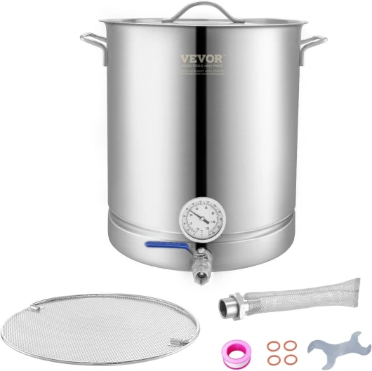 Brew Kettle 16 Gal, Brewing Pot Stainless Steel, Brew Kettle Pot for Beer Brewing with Filter&Filter Tray, Tri Ply Bottom for Beer 64 Quarts