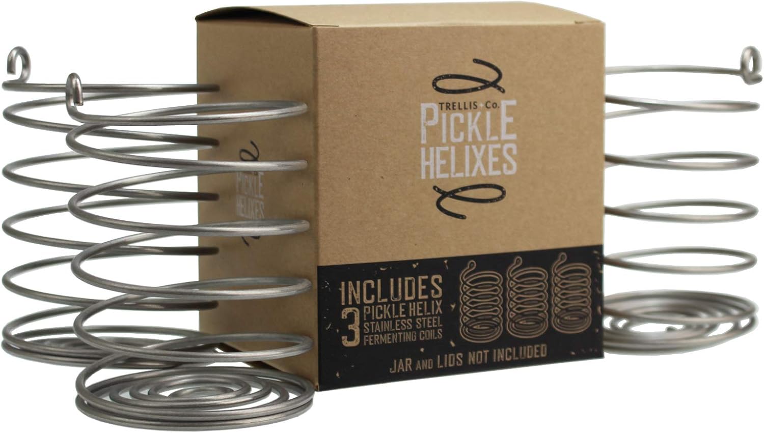 Stainless Steel PickleHelix Coils, Fermentation Weights - 3 Pack - for Wide Mouth Mason Jar Fermenting - Best Way to Hold Vegetables Under Water for Fermentation Weights Only