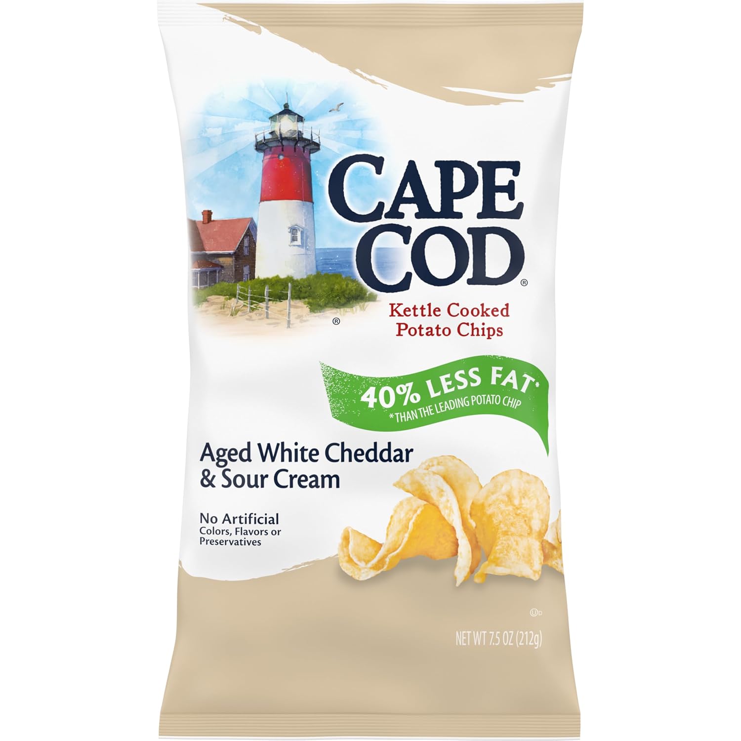 Less Fat White Cheddar & Sour Cream Chips, 7.5 Oz Bag Less Fat White Cheddar & Sour Cream 7.5 Ounce (Pack of 1)