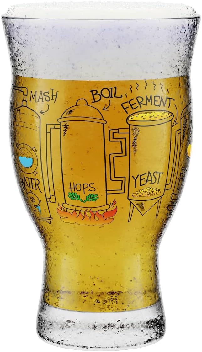 Homebrew Academy Crafty Beer Glass - Color Changing Print - Nucleated Bottom 1