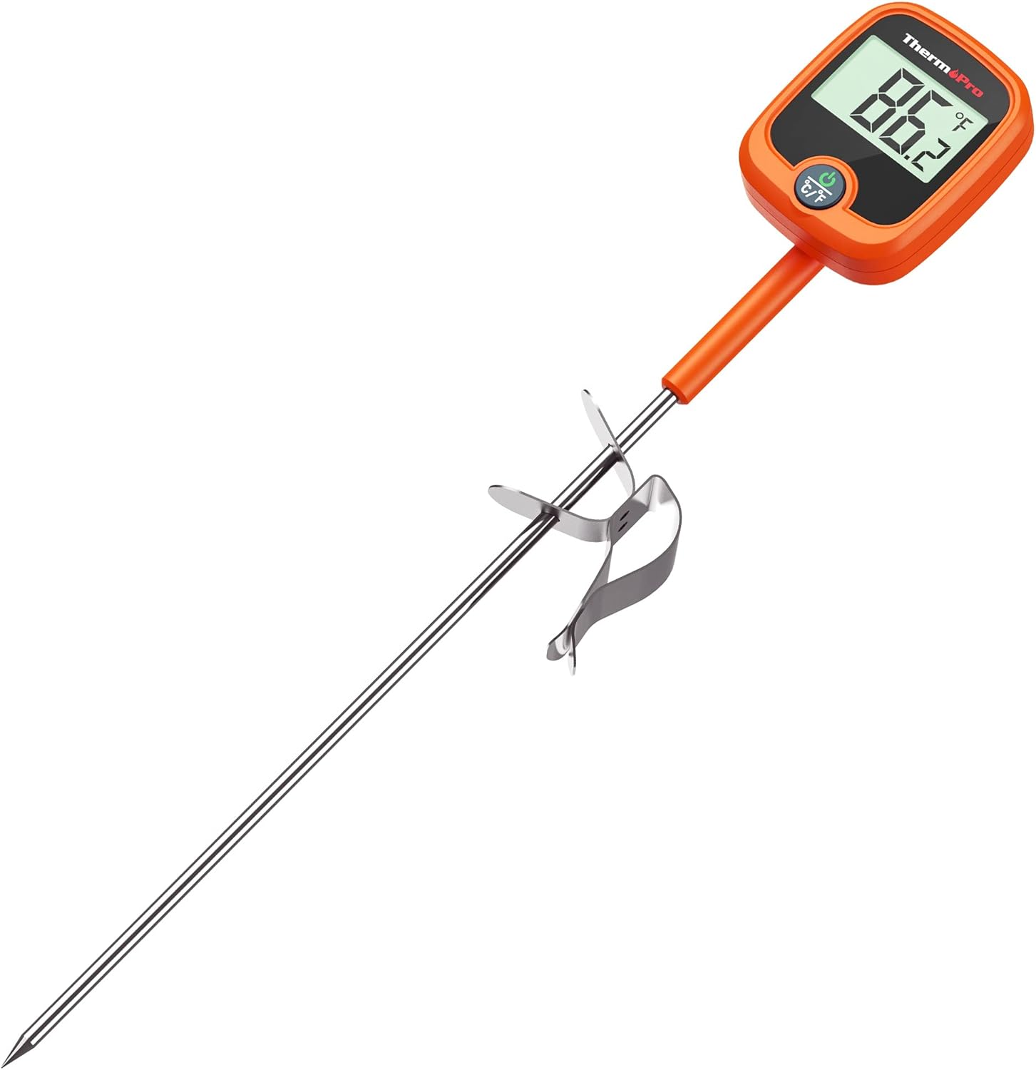 TP509 Candy Thermometer with Pot Clip, 10" Long Probe Instant Read Meat Food Thermometer with LCD, Cooking Oil Thermometer Deep Frying Thermometer for Candy Maple Syrup Sugar Brewing Making
