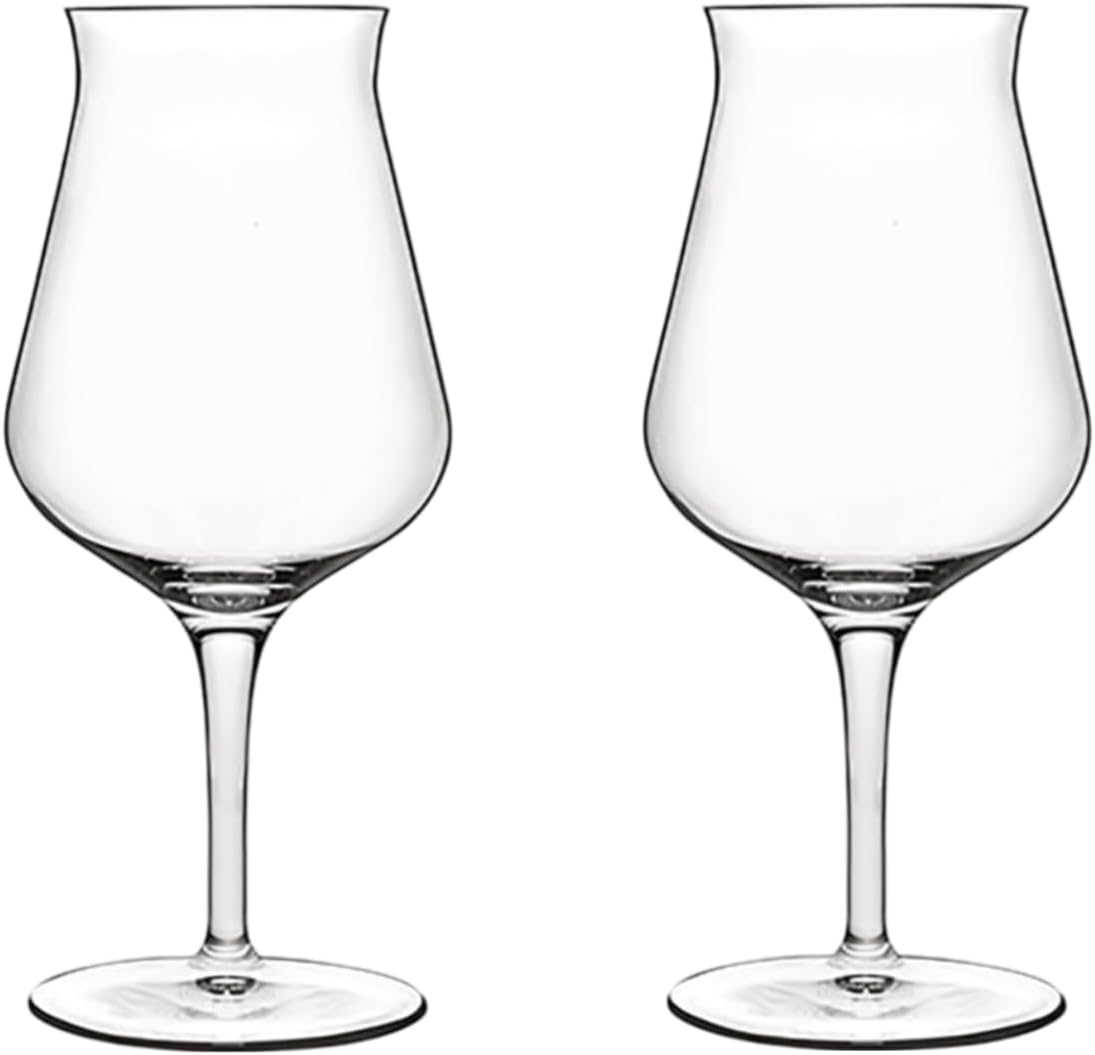 Birrateque 14.25 oz Tester Beer Glasses (Set of 2) - Craft Beer Glasses for Enhance Aromas & Flavors, Laser-Cut Rims, Foam Control - Made in Italy, Dishwasher Safe