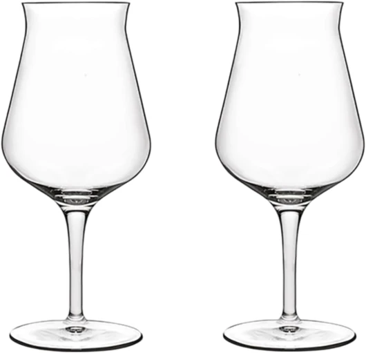 Birrateque 14.25 oz Tester Beer Glasses (Set of 2) - Craft Beer Glasses for Enhance Aromas & Flavors, Laser-Cut Rims, Foam Control - Made in Italy, Dishwasher Safe