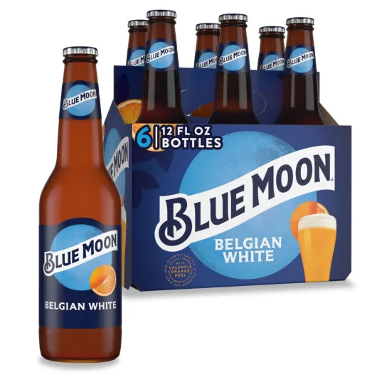 Blue Moon Belgian Wheat Ale, 6 Pk, 12 fl - oz - Bottles, 5.4% ABV Belgian Wheat 12.00 Fl Oz (Pack of 6)
