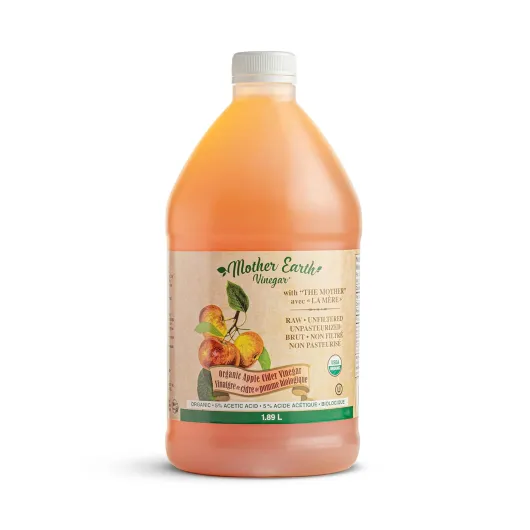 Mother Earth, Organic Apple Cider Vinegar with The Mother, Half Gallon, Fresh Pressed Organic Apples, OACV, ACV, Raw, Unpasteurized, Unfiltered (1/64oz Bottle) 64 Fl Oz (Pack of 1)