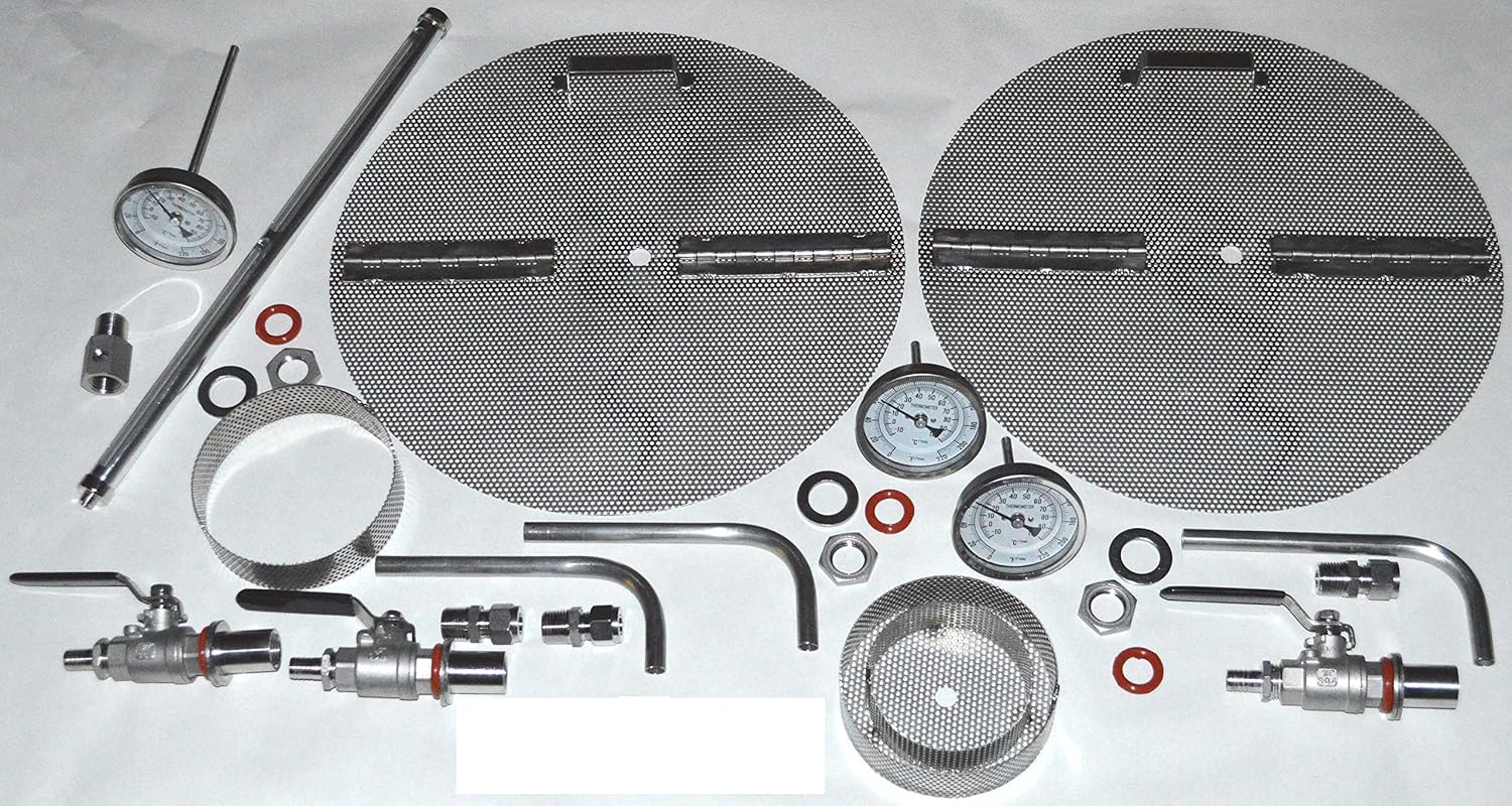 NorCal Brewing Solutions 3-Vessel Beer Keg to 1/2 Barrel Brewery Conversion Kit - Weldless Fittings for Hot Liquor Tank, Mash Lauter Tun, Boil Kettle - Incl - False Bottoms, valves