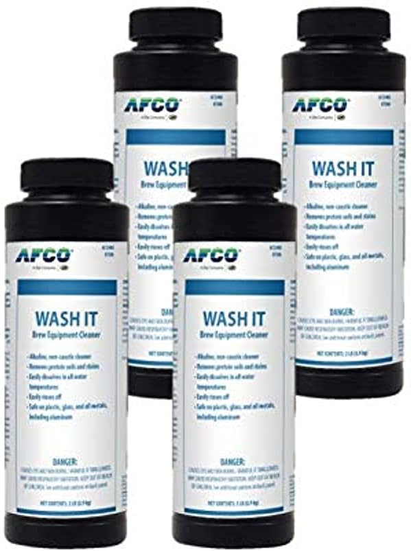 2548 Wash It Powdered Alkaline Brew Equipment Cleaner 2 LB (Case of 4) designed for cleaning everything, including fermenters, brew kettles, mash/lauter tuns, heat exchangers, tanks and kegs
