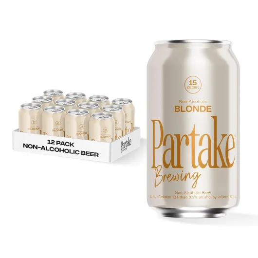 Brewing Craft Non Alcoholic Beer, Blonde 12 Pack x 12 Fl Oz Cans - Low Calorie & Carb, No Sugar, All Natural Ingredients - Award-Winning Taste, Non Alcoholic Beer Without the Empty Calories Blonde 12 Fl Oz (Pack of 12)