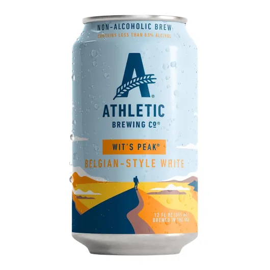 Craft Non-Alcoholic Beer - 12 Pack x 12 Fl Oz Cans - Wit's Peak - Low-Calorie, Award Winning, 100% Vegan - Exploding with Cues of Citrus, Coriander, and Wheat Wit's Peak 12 Fl Oz (Pack of 12)