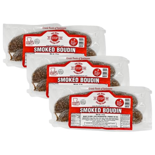 The Best Stop Smoked Boudin - 12 oz, Pack of 3 - Authentic Louisiana Cajun Sausage with Savory Smoke Flavor Smoked Boudin (Pack of 3)