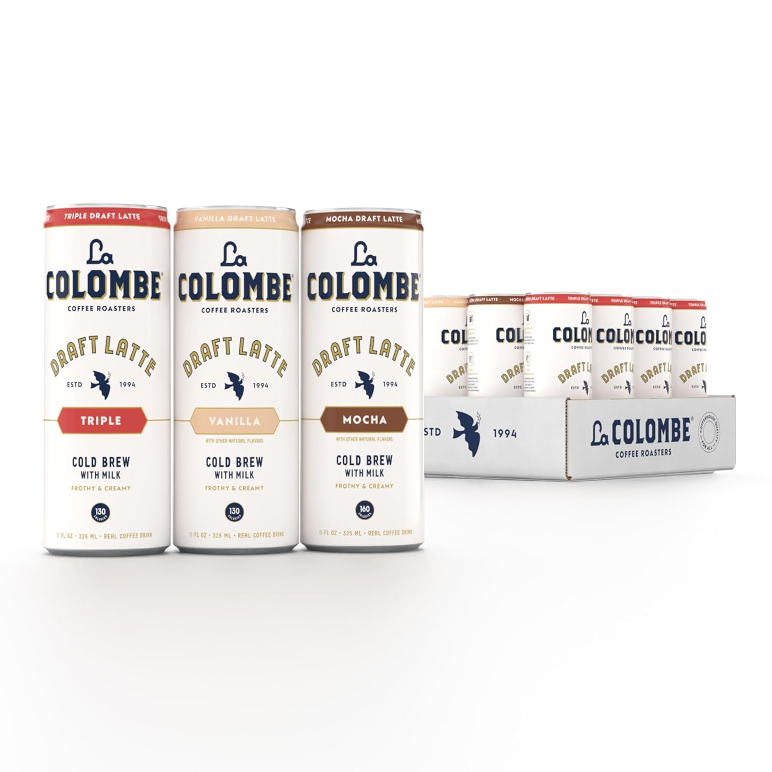 Draft Latte Variety Pack, 11 fl oz cans (Pack of 12), Includes Triple, Vanilla & Mocha Latte, Coffeehouse Quality, Ready-to-Drink, On-the-Go