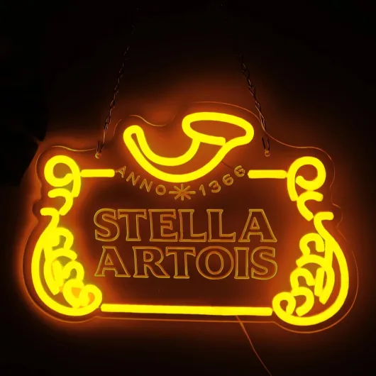 Stella Beer Art Neon Sign for Wall Decor, Stella Neon Light with Dimmer Switch for Business, USB Power LED Neon Lights for Home Bar Store, LED Sign Light Wall Art Neon Light for Beer Pub(Yellow)