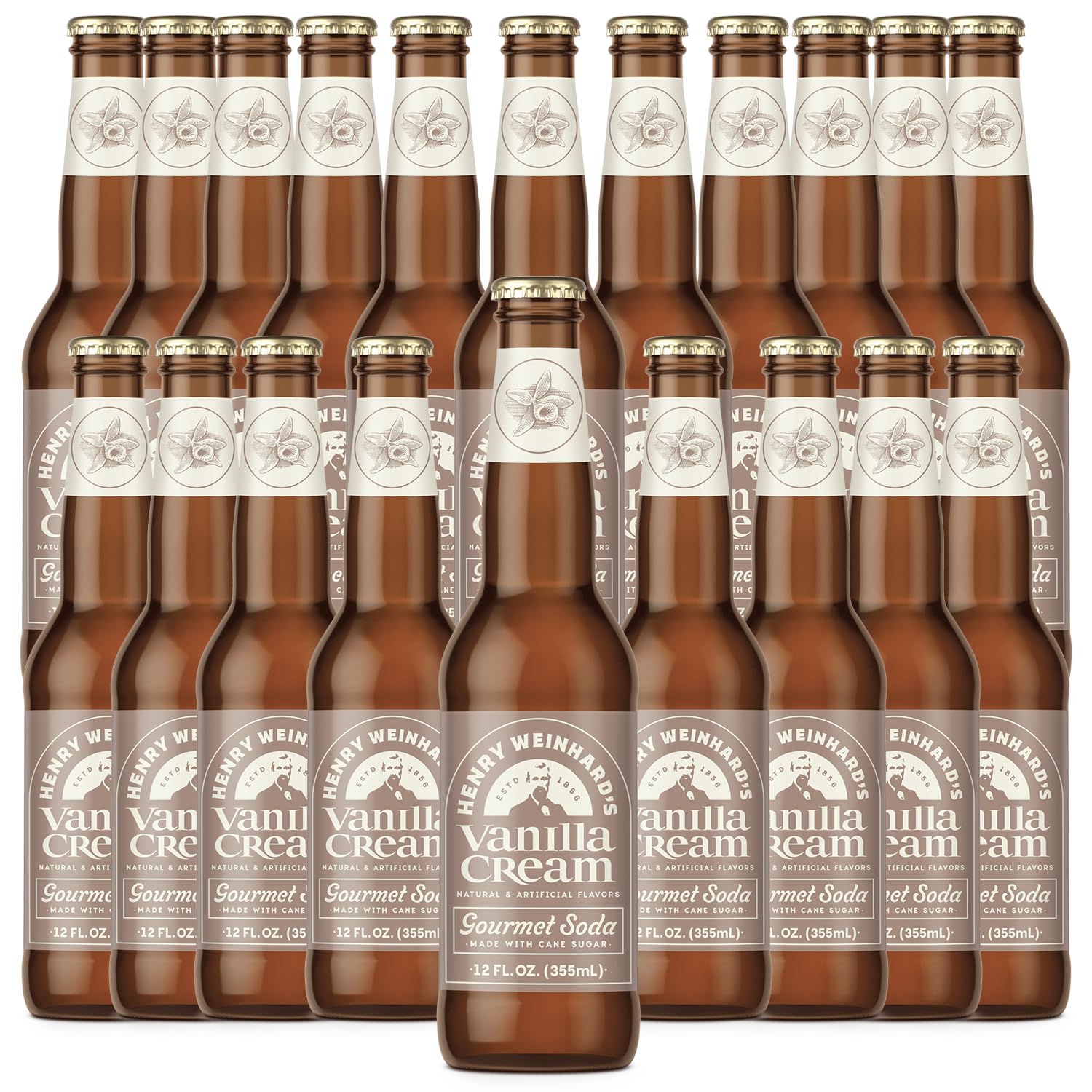 Henry Weinhard's Vanilla Cream Soda 20 Pack - 12oz Glass Bottles - Classic American Flavor - Premium Craft Soda Vanilla 20 PACK