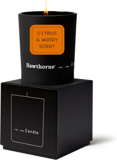 Citrus & Woody Cologne-Scented Candle - Crisp, Clean Citrus with a Grounded Woody Base - Notes of Grapefruit, Eucalyptus, Neroli, and Cedar - Soy Blend Wax, 7 Oz - About 50 Hours of Burn Time.