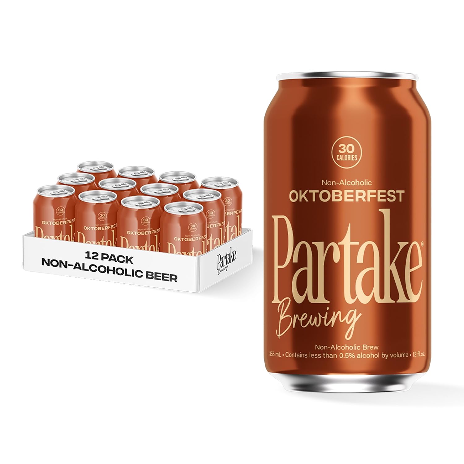 Brewing Craft Non Alcoholic Beer, Oktoberfest 12 Pack x 12 Fl Oz Cans - Low-Calorie, Low-Carb, No Sugar, All-Natural Ingredients - Award-Winning Taste, Non Alcoholic Beer Without the Empty Calories